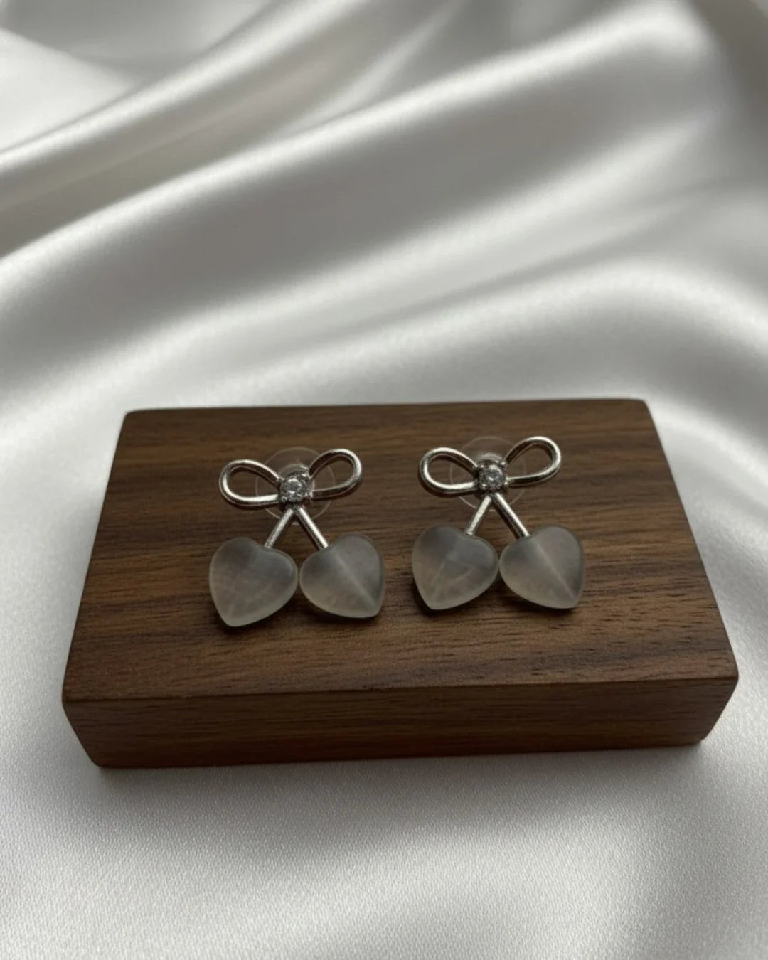 Bow Heart Stud Earrings