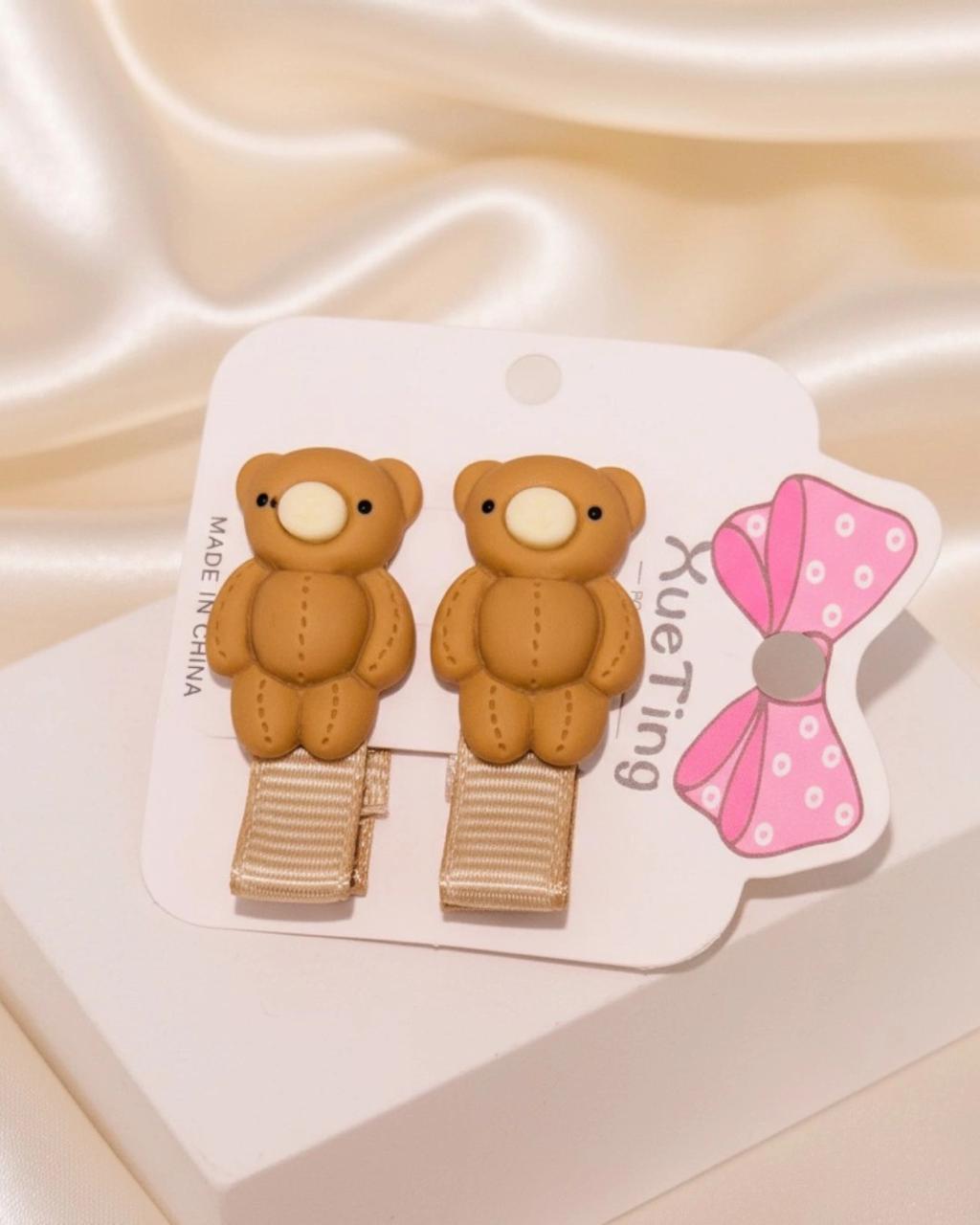 Brown Bear Hair Clip - Set of 2