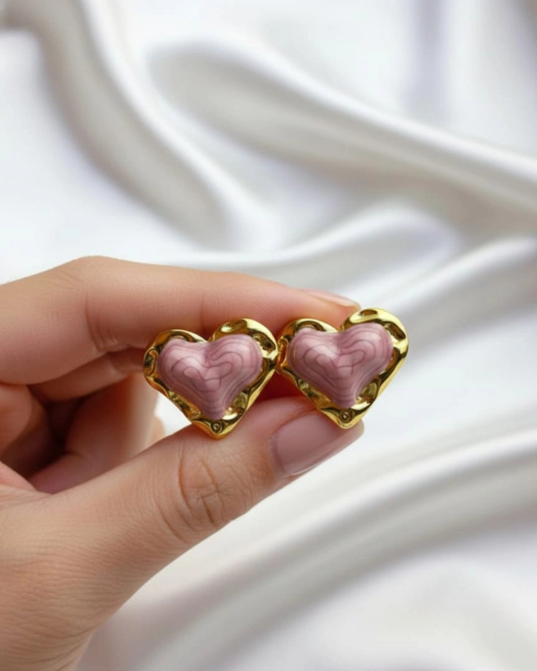 Blush Heart Studs
