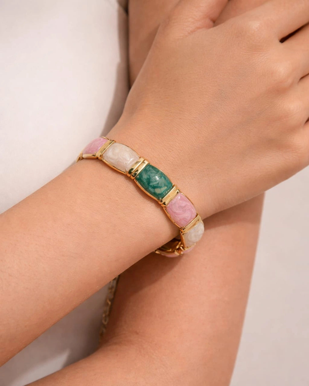 Blush and Teal Harmony Bracelet