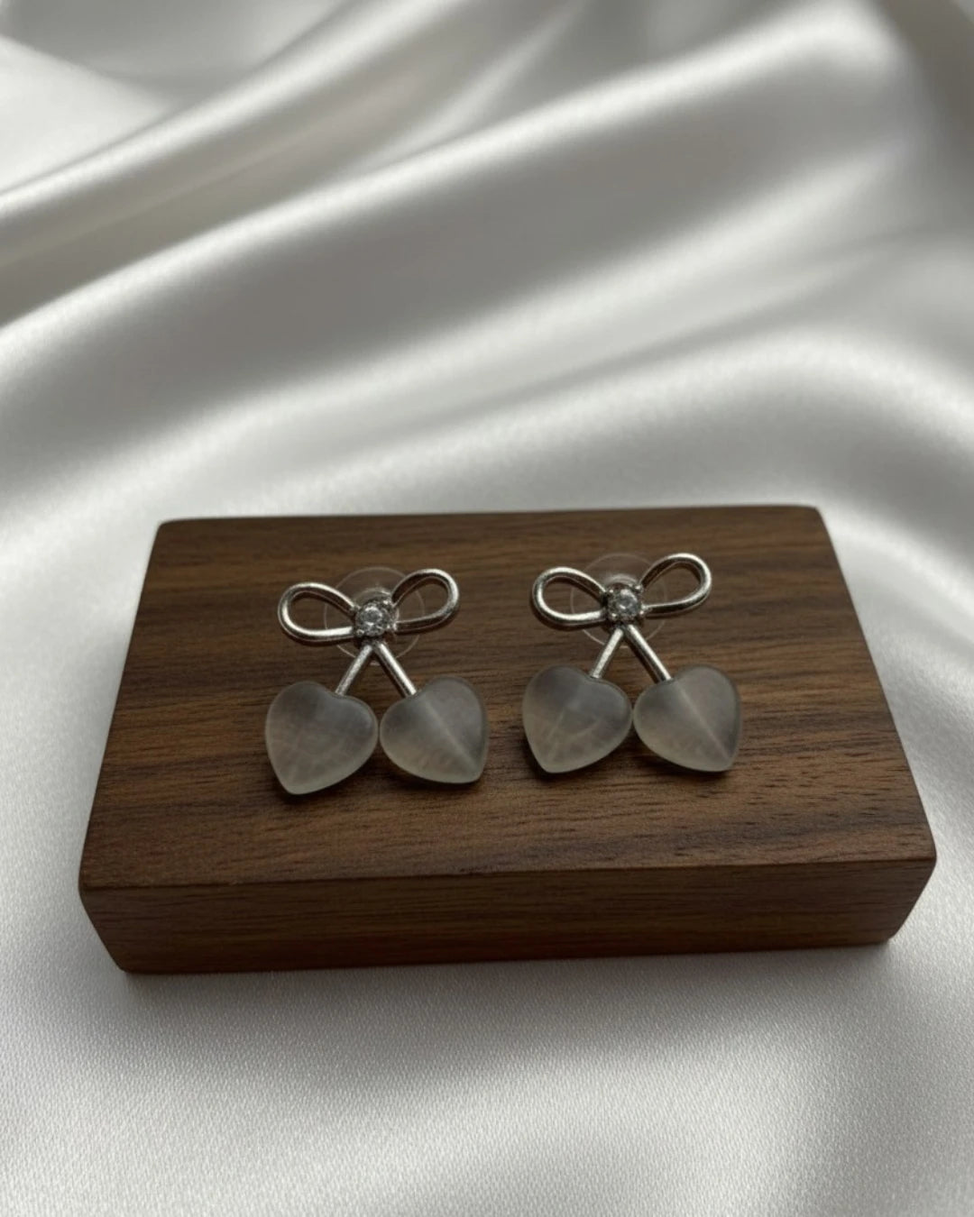 Bow Heart Stud Earrings