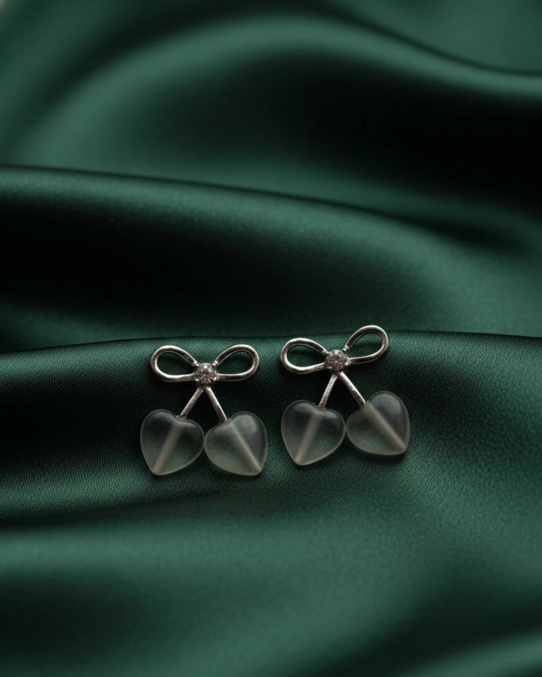 Bow Heart Stud Earrings