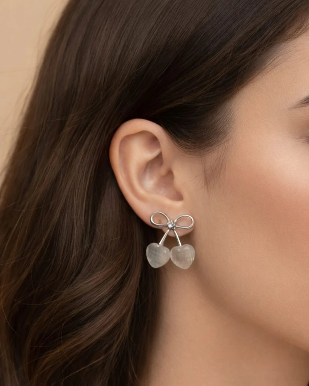 Bow Heart Stud Earrings