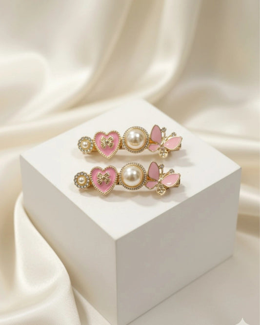 Heartflair Butterfly Pearl Clips - Set of 2