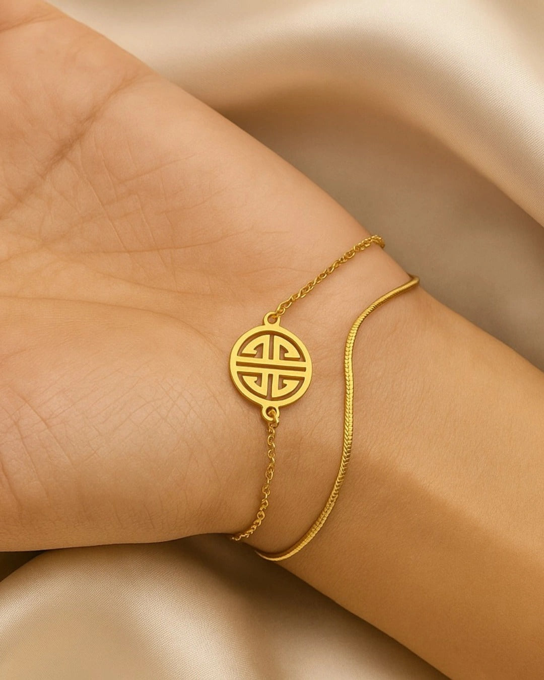 Double Chain Gold Charm Bracelet