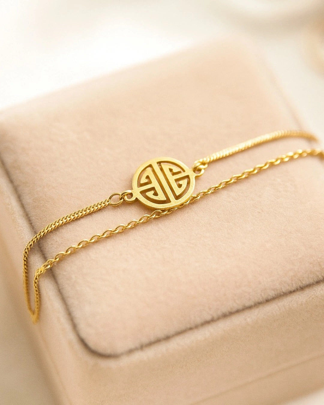 Double Chain Gold Charm Bracelet