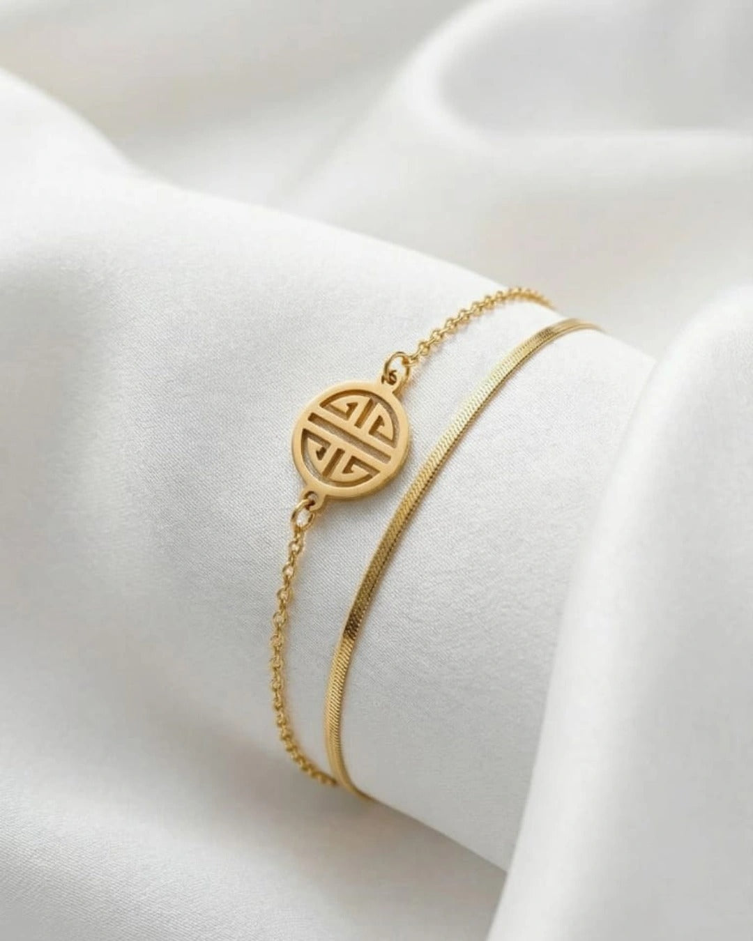 Double Chain Gold Charm Bracelet